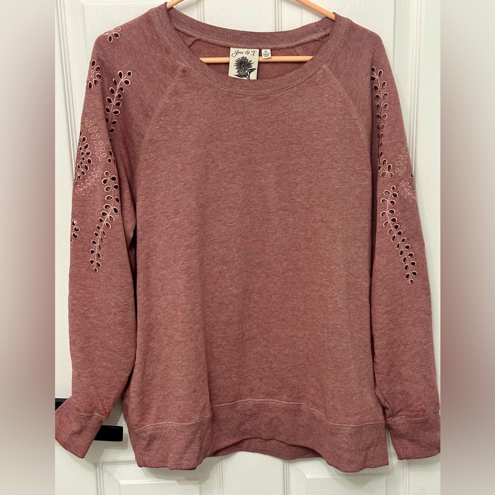 NWOT Joei & T Shirt Cotton Blend Long Sweatshirt Dust Pink Size 1X  Ptp 24"